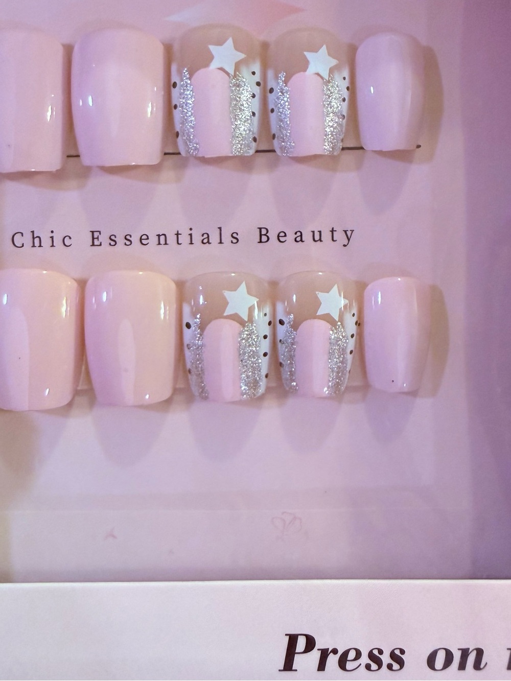 Pink Star Accent Press-On Nails